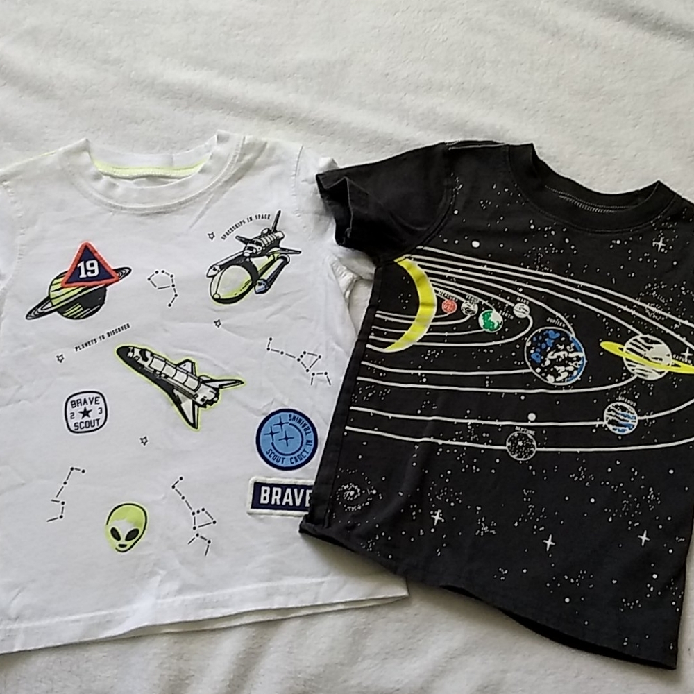 Two Carter's brand space themed t-shirts